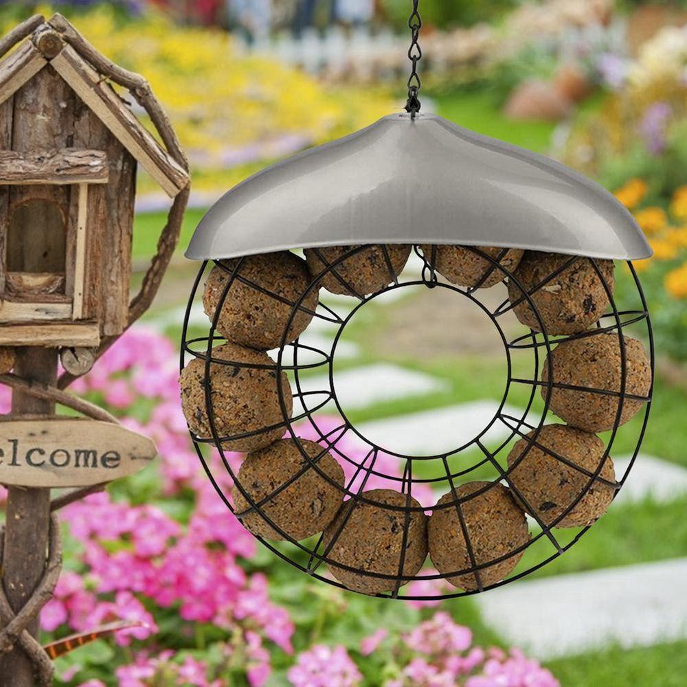 Hộp Đựng Thức Ăn Cho Chim Bằng Kim Loại Màu Đen Chống Gió