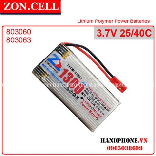Pin Li-Po ZonCell 3.7V 1300mAh 803060P25 dòng xả cao 35/50C cho máy bay điều khiển,Drone, Flycam, ô tô, RC điều khiển