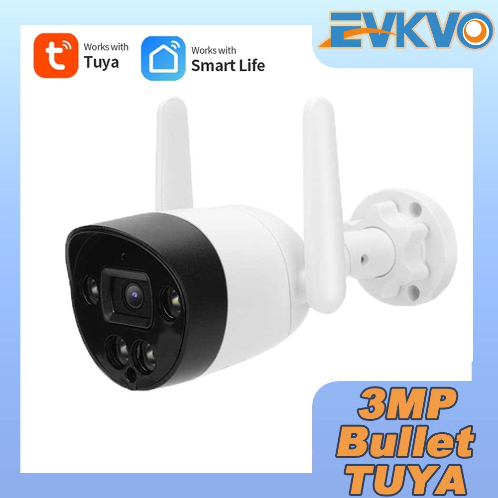 Camera không dây EVKVO phát hiện chuyển động PIR - Tuya Smart Life FHD 3MP WIFI CCTV chống thấm nước IR IP