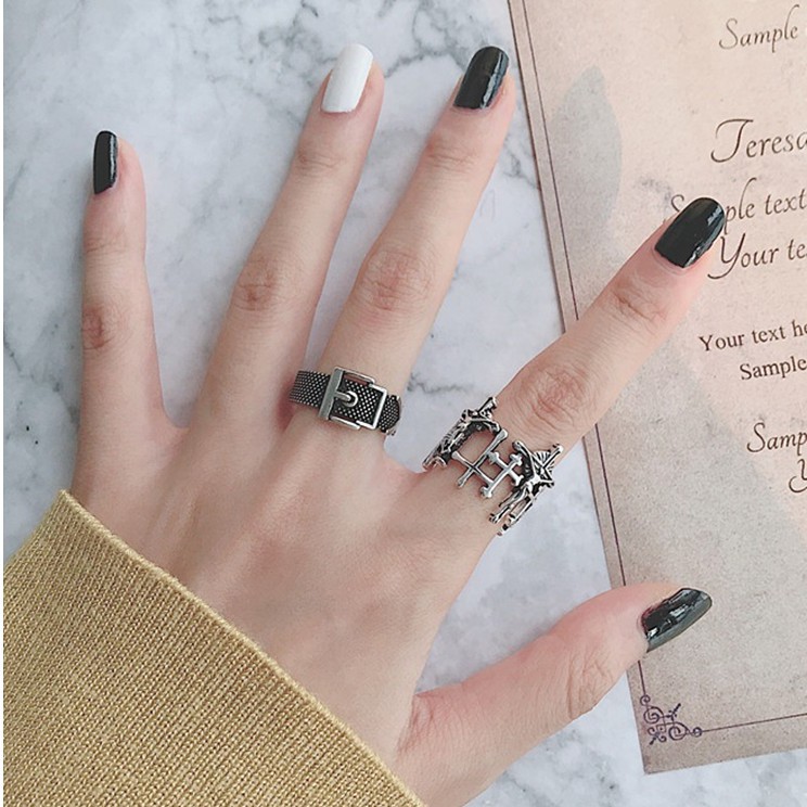 Nhẫn B796 Hình Thánh Giá Phong Cách Retro Âu Mỹ