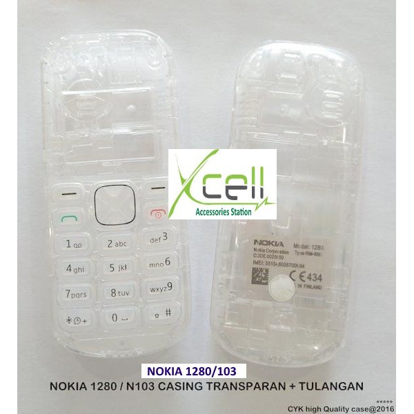 Ốp lưng trong suốt cho Nokia 1280/103 CASING FULLSET