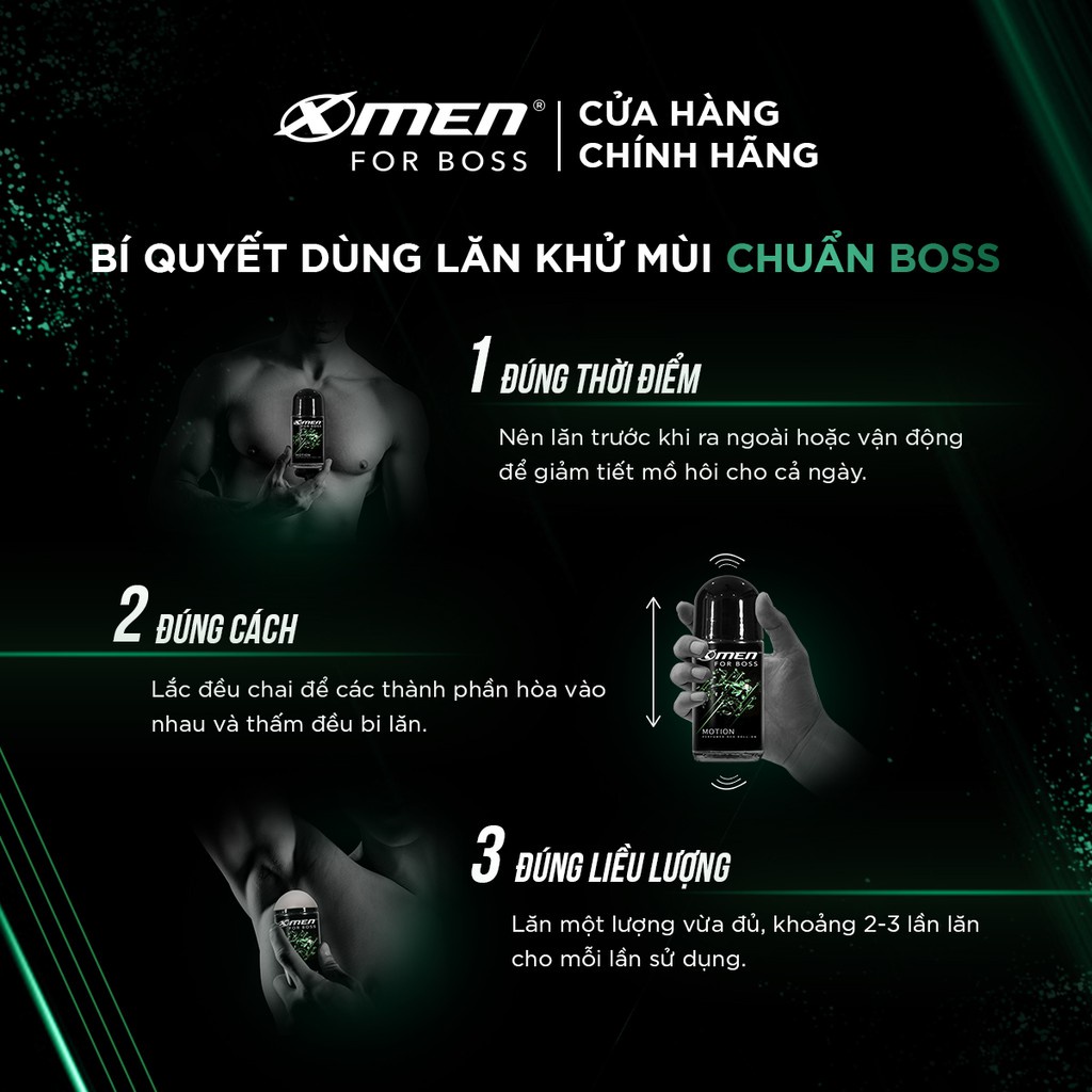 Lăn khử mùi X-Men For Boss Motion 50ml ,lăn x-men khử mùi nam Mùi hương năng động phóng khoáng