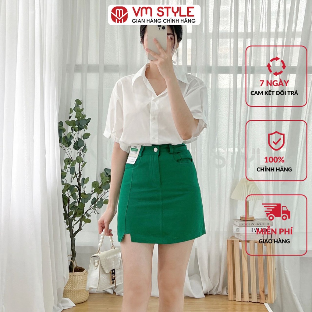 Chân váy nữ VMSTYLE dáng ngắn xẻ bên trước nút lệch 6661 CVN00022