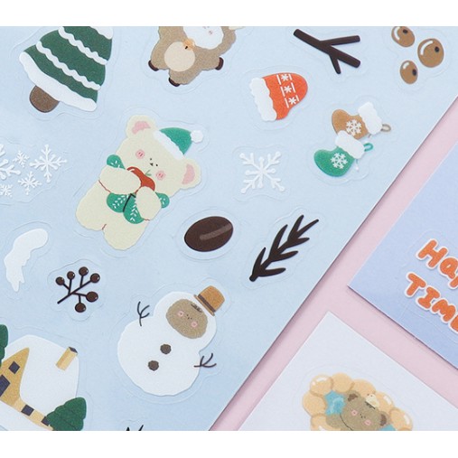 Tấm sticker PET Q cute soft candy hình dán trang trí sổ tay | BST070