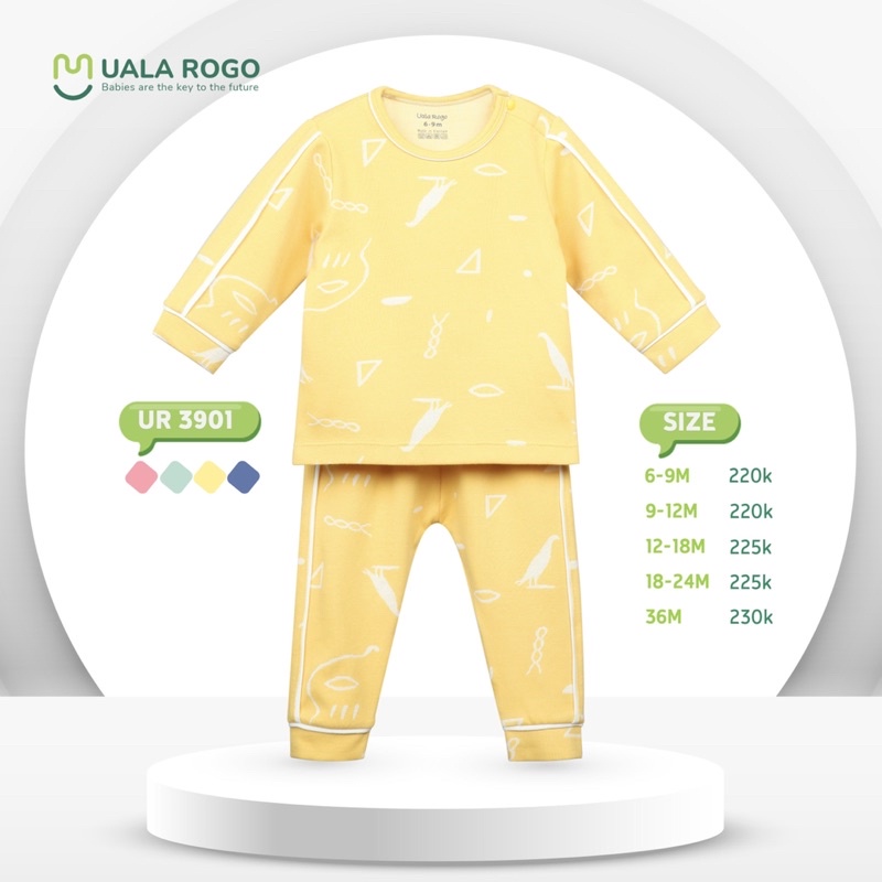 Bộ QA Dài Tay Họa Tiết Cho Bé Trai/ Bé Gái Size 6-36M Nỉ UalaRogo