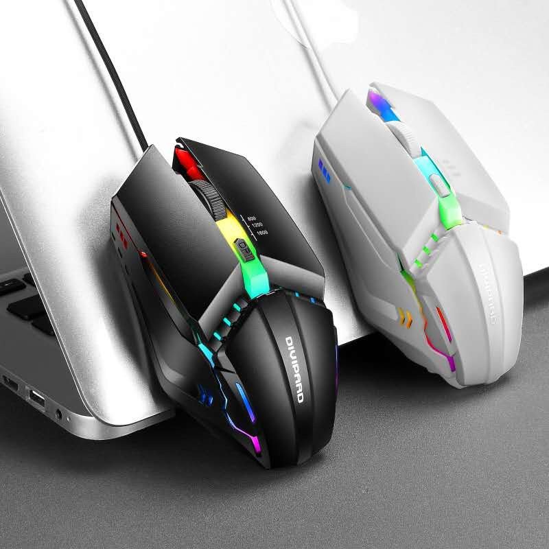 Chuột game thủ Divipard OP-40 (Màu Trắng) 4D click tốt chuyên game, LED RGB + Tặng Kèm Lót Chuột