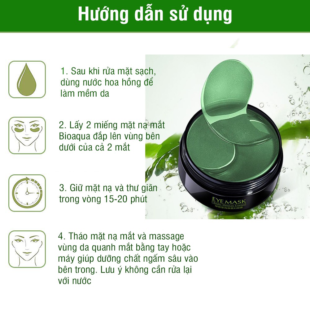 Mặt Nạ Xóa Quầng Thâm và Bọng Mắt Tinh Chất Tảo Biển BIOAQUA MASK Nội Địa Trung [Hộp 60 miếng]