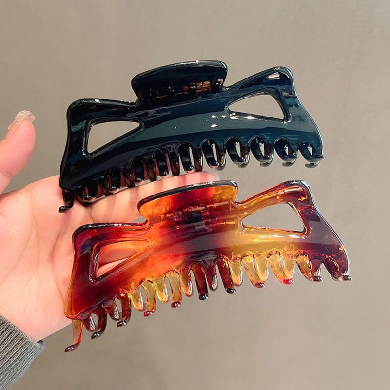 Kẹp Tóc / Kẹp Tóc Đuôi Ngựa Bằng Acrylic Màu Đen Nhám Phong Cách INS Đơn Giản Cho Nữ