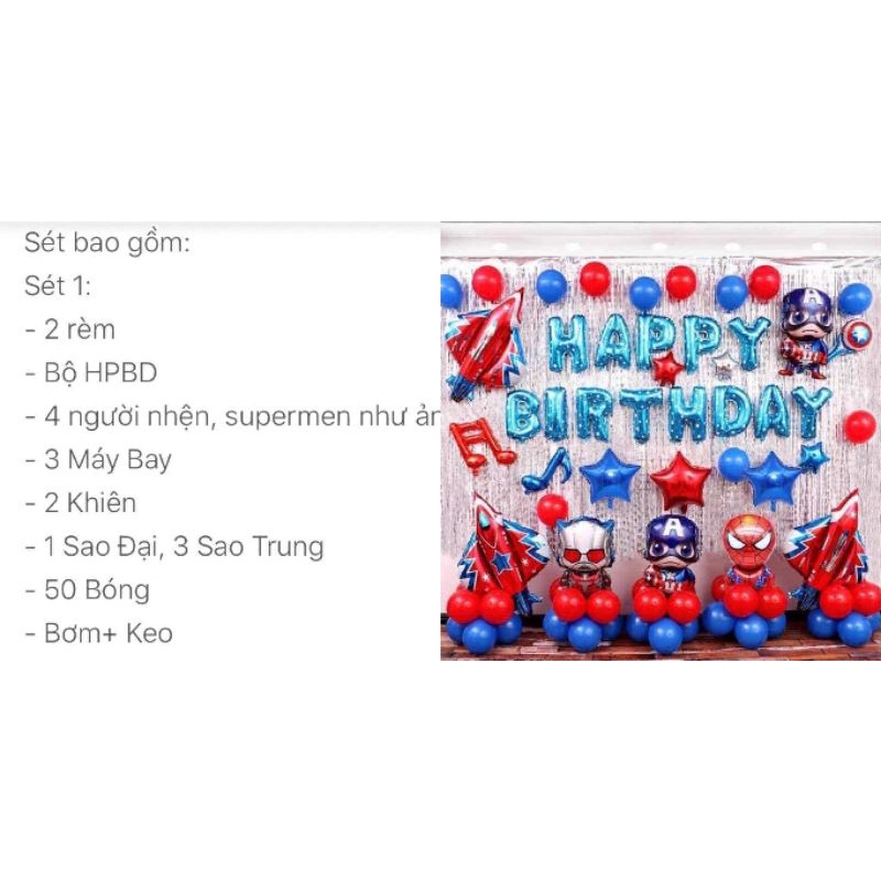 Sét trang trí chủ đề siêu nhân cho bé trai