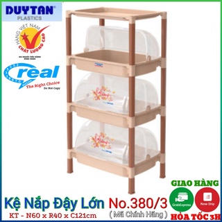 Kệ chén nhựa duy tân Có Nắp Đậy 3 ngăn- 4 tầng - KT 59.5 x 40.5 x 121 cm