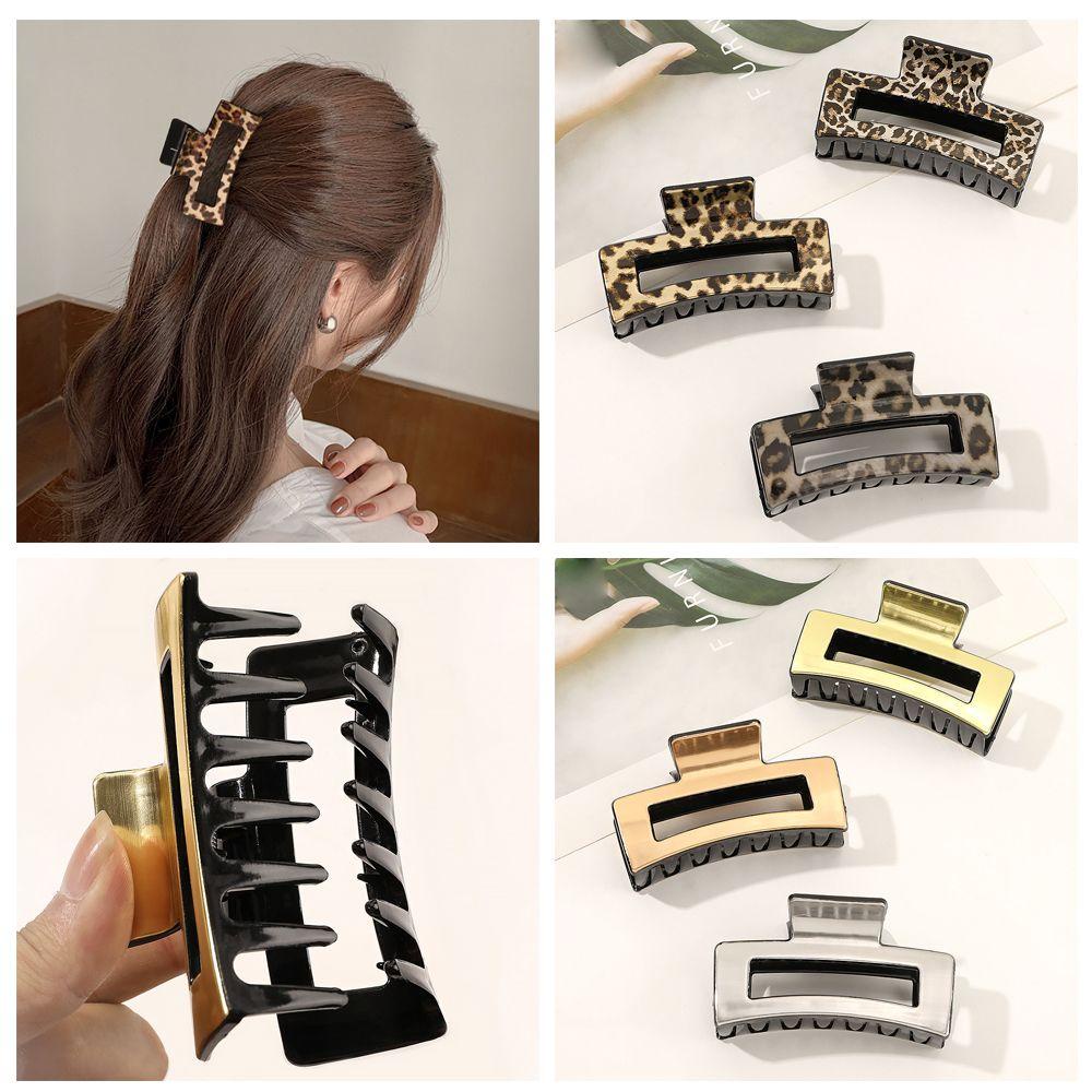 NIUYOU Kẹp Tóc Nhựa Họa Tiết Da Báo Thời Trang Nữ