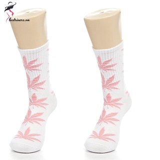 1 Đôi Tất Cotton Dài Trung Bình Chống Trượt In Hình Lá Phong