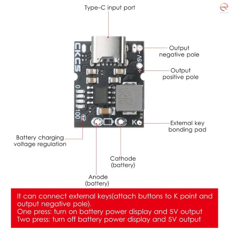 Mạch tăng áp tích hợp sạc xả cổng Type-C 5v 2A - dùng cho pin 18650 - lion - lithium 3.7v