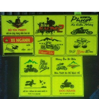Combo 10 logo phượt , logo phản quang , tem xe