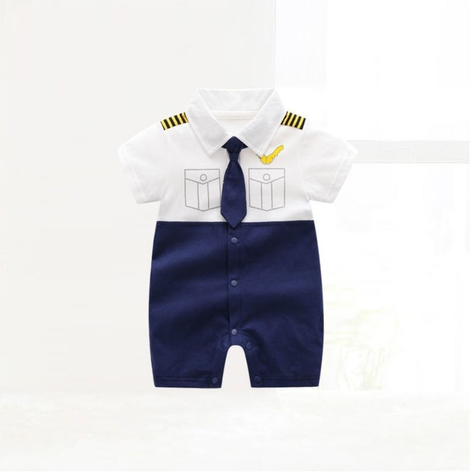 Bộ Áo Liền Quần Tay Ngắn Chất Liệu Cotton Mỏng Thời Trang Mùa Hè Cho Bé Trai