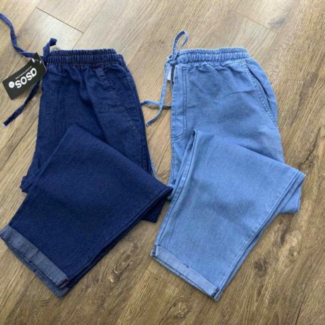 Lenkapas - Quần baggy lưng thun denim hình thật