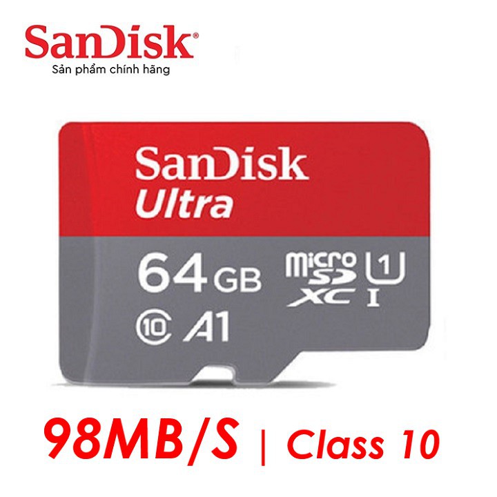 Thẻ Nhớ MicroSDXC SanDisk Ultra 128G 64GB 32GB Chuyên dụng Điện thoại,máy ảnh,gopro,flycam..