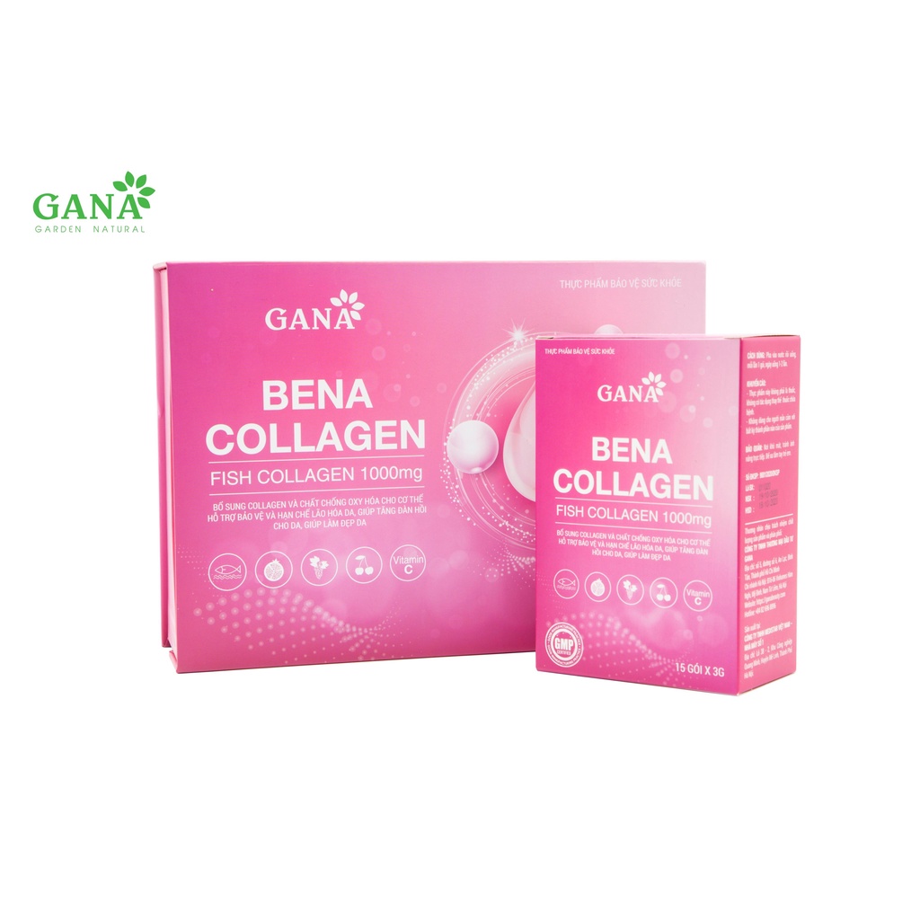 Collagen-FREESHIP-Chăm sóc sắc đẹp phụ nữ-Bena Collagen-GANA-Làn da căng mịn, sáng bóng-Hộp 30 gói