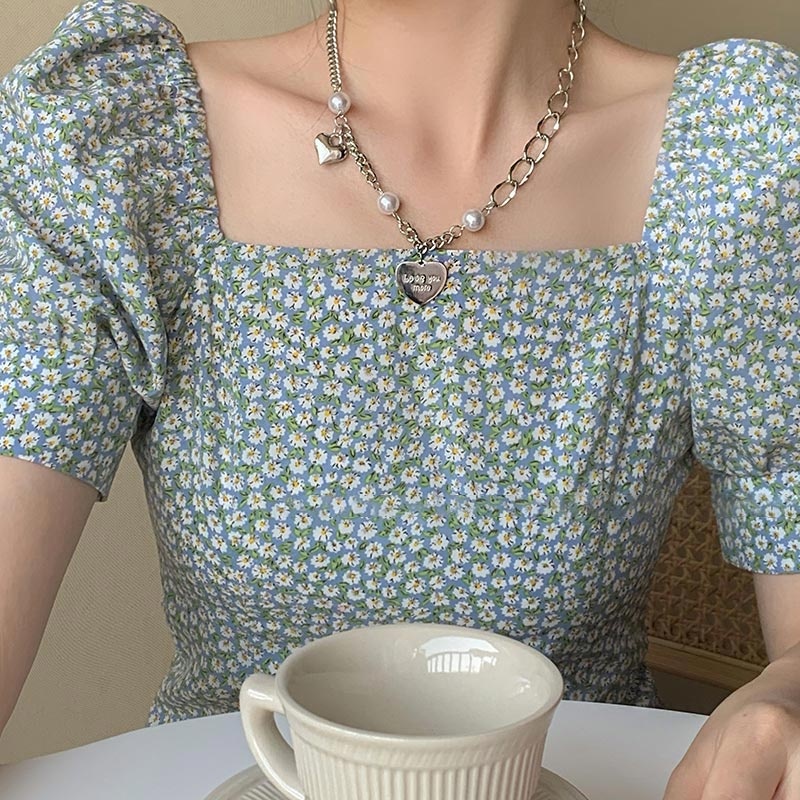 Vòng cổ bạc mặt trái tim đính ngọc trai thời trang cho nữ