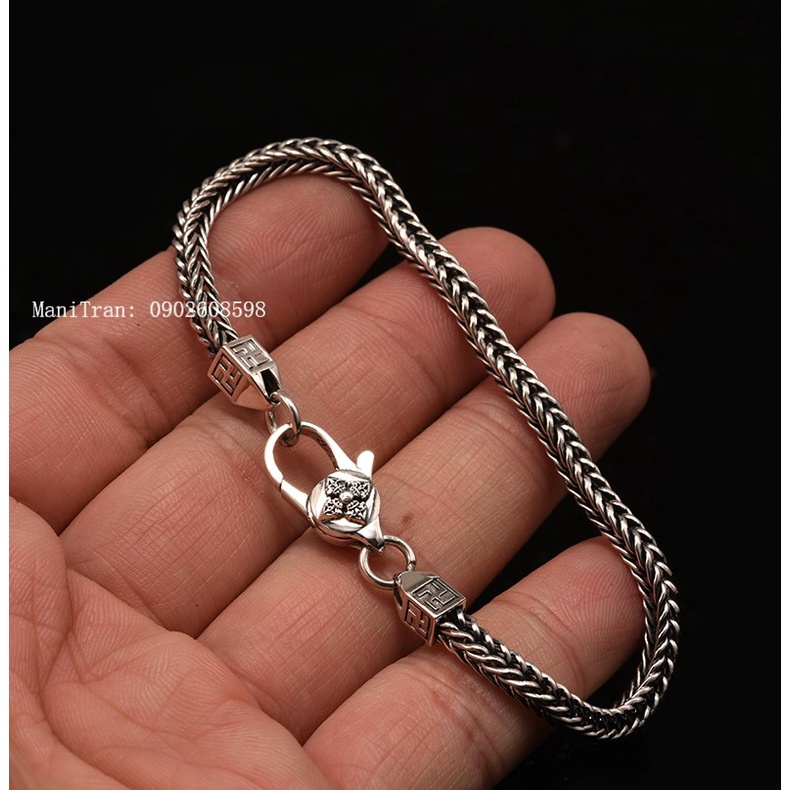 Lắc Tay Bạc Thái 925 Móc khoá Hoa Mandala Chùy Kim Cang Phật Giáo Tây Tạng