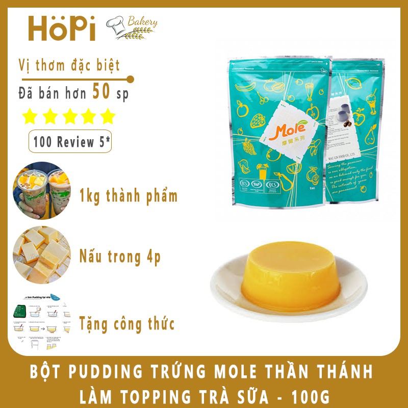 Bột Pudding Trứng Mole Vị Thơm Ngậy Quán Ưa Thích Hay Dùng (100g) Dùng Làm Topping Trà Sữa