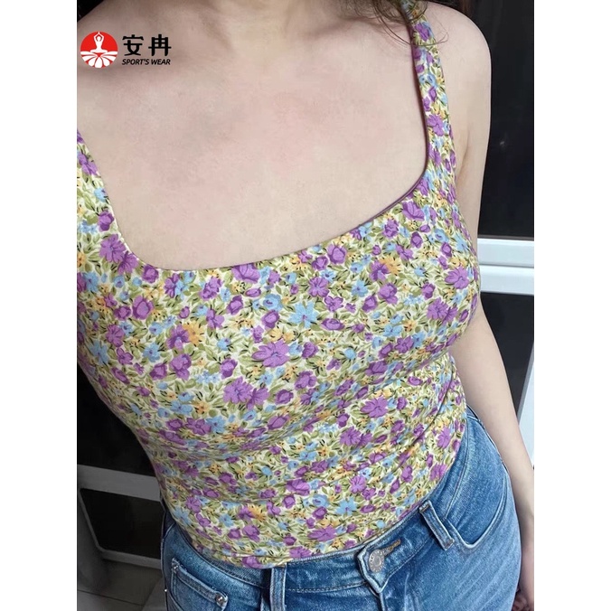 Áo ngực thể thao ANRAN thiết kế chống sốc họa tiết hoa thanh lịch dễ thương