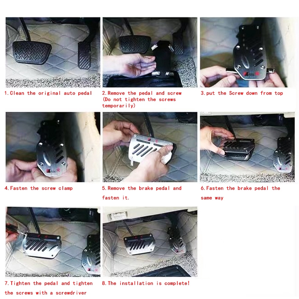 1 Bộ Bàn Đạp Phanh / Bảo Vệ Chân Ly Hợp / Gác Chân Chống Trượt Màu Bạc
