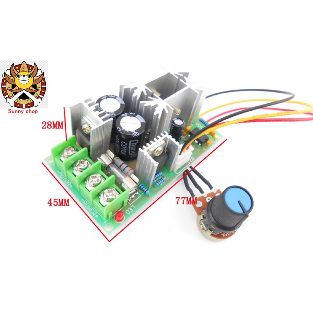 Mạch điều tốc động cơ PWM DC 10V-60V 20A, DC 12v 24v 36v 48v 60V điều khiển tốc độ motor chỉnh độ sáng đèn Led