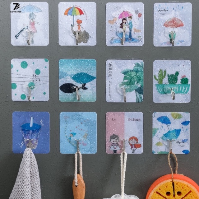 Móc Treo Đồ Dán Tường Lực Dính Mạnh Không Cần Khoan Cho Nhà Tắm/Cửa/Tường Nhà Vệ Sinh