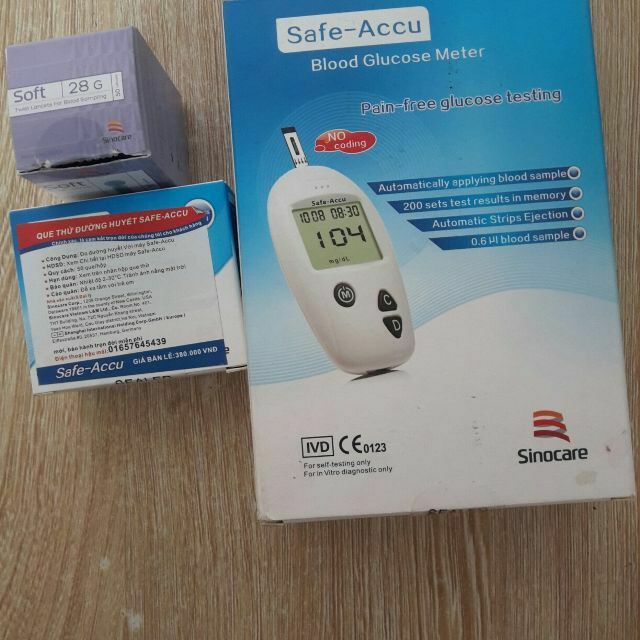 MÁY ĐO ĐƯỜNG HUYẾT SAFE- ACCU THƯƠNG HIỆU SINO CARE BẢO HÀNH TRỌN ĐỜI