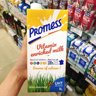 Sữa tươi không đường Promess 1 lít - Pháp: tách béo, nguyên kem, tăng canxi