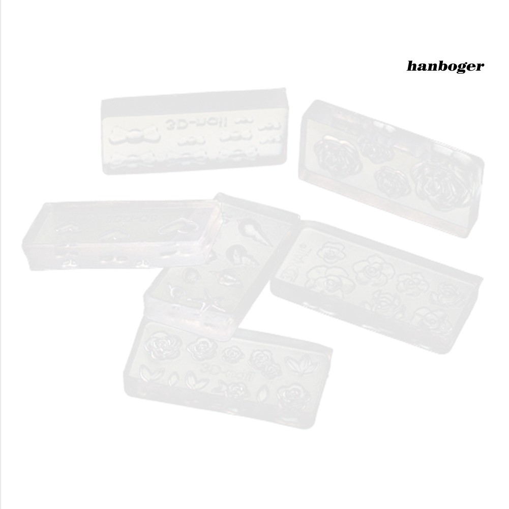 Set 6 khuôn acrylic trong suốt dùng làm phụ kiện trang trí móng DIY