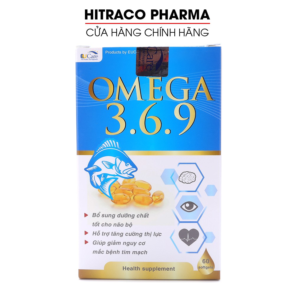 Viên dầu cá Omega 369 EUCARE bổ não, sáng mắt, khỏe tim mạch - Hộp 60 viên [Omega 369 EUCARE]