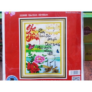 Tranh thêu chữ thập đồng hồ gia đình 222688