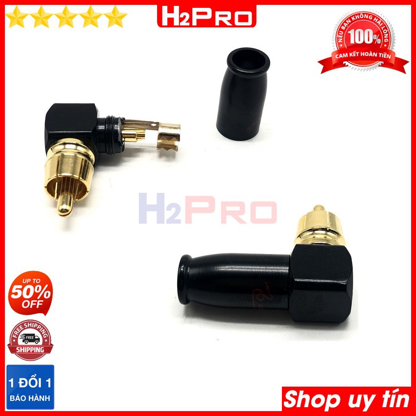 1 Jack Av Hoa Sen Rca Vuông Góc, Giắc Av Hoa Sen Hàn Đồng Pha Cao Cấp, Chống Sôi Nhiễu, Âm Thanh Chuẩn-H2Pro Tech