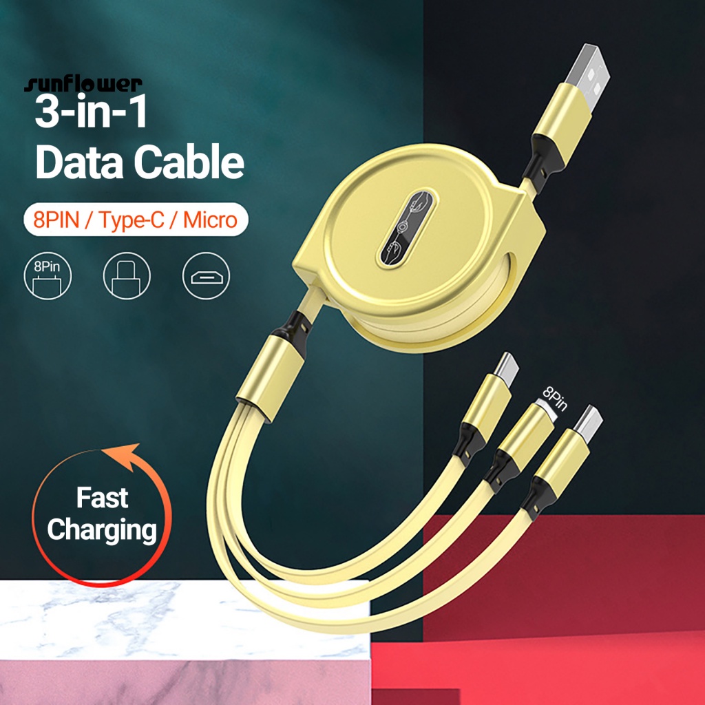 Dây cáp sạc LENOVO ba đầu 8 Pin Micro USB Type-C chất lượng cao