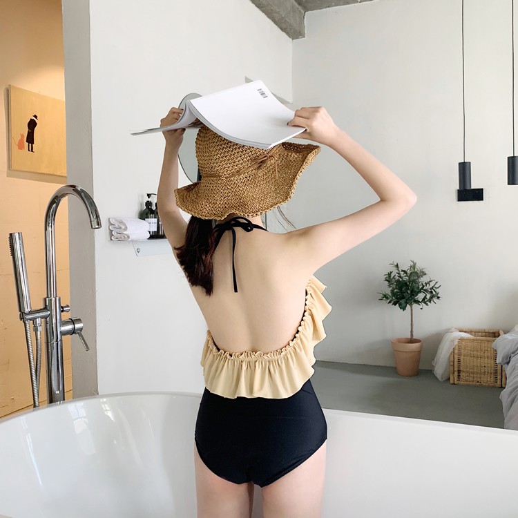 Bộ Đồ Bơi Một Mảnh Phối Bèo Màu Trắng Đen Thời Trang Cho Nữ | BigBuy360 - bigbuy360.vn