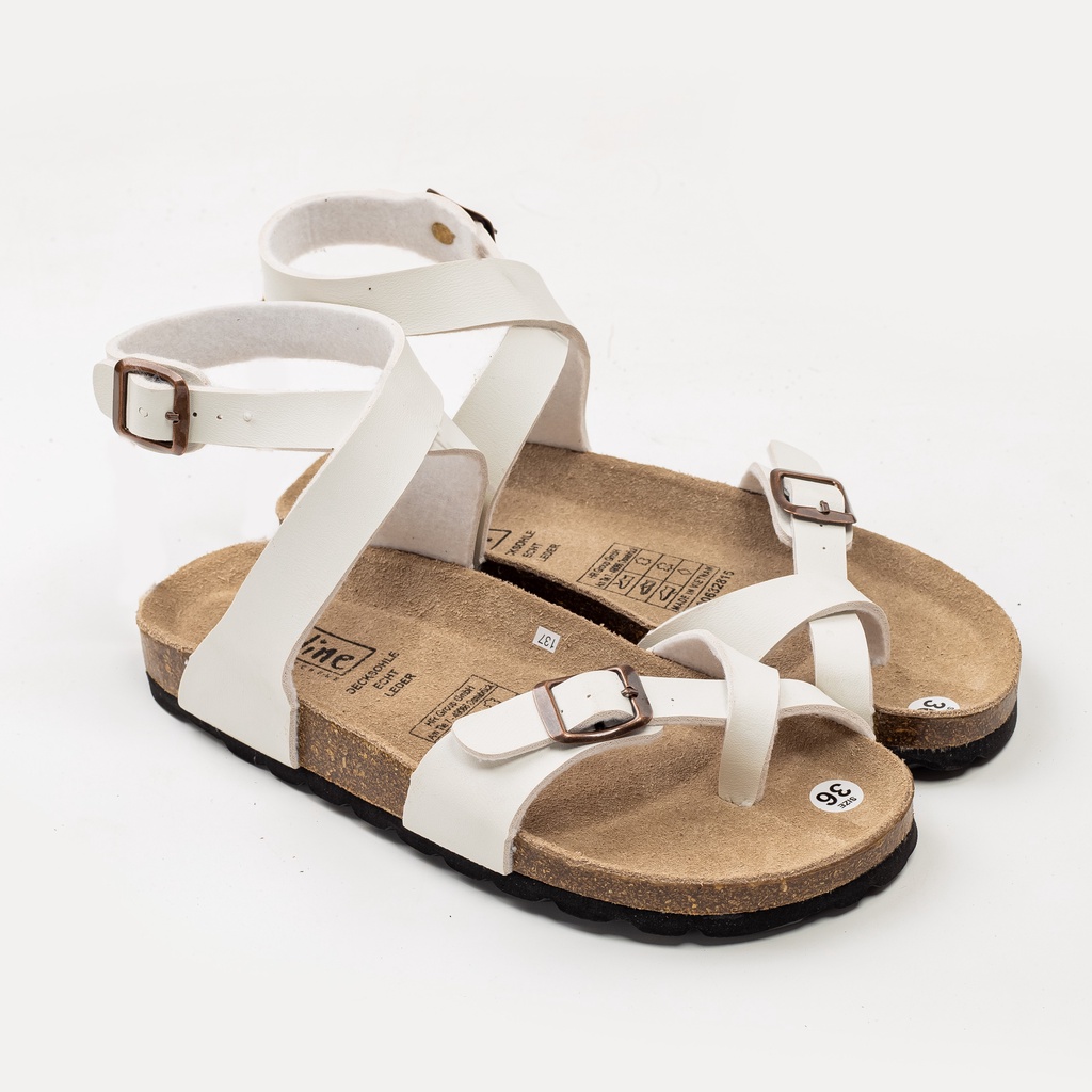 MÃ PU16 - Sandal Đế Trấu Quai Da Pu Xỏ Ngón Chéo Chân Unisex Birken Vietnam Bioline