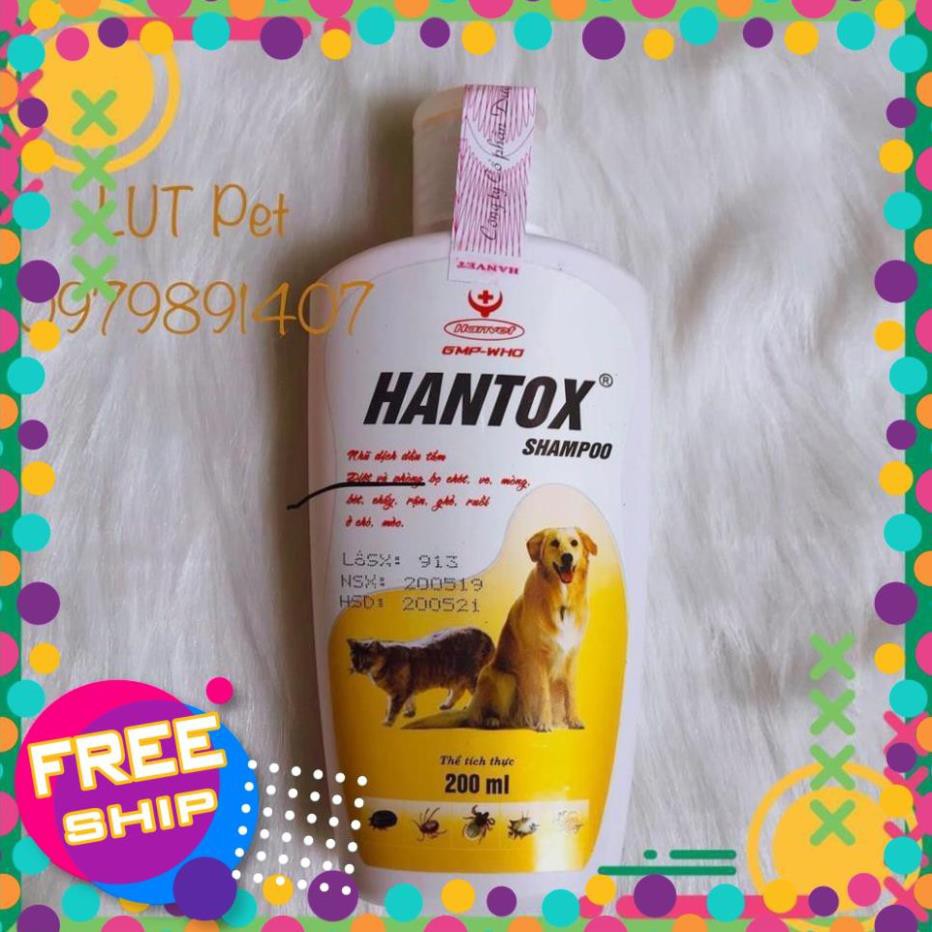HG2703 Sữa tắm hantox shampoo diệt ve rận bọ chét ghẻ chó mèo - dầu tắm diệt khuẩn ngoài da mèo cún con