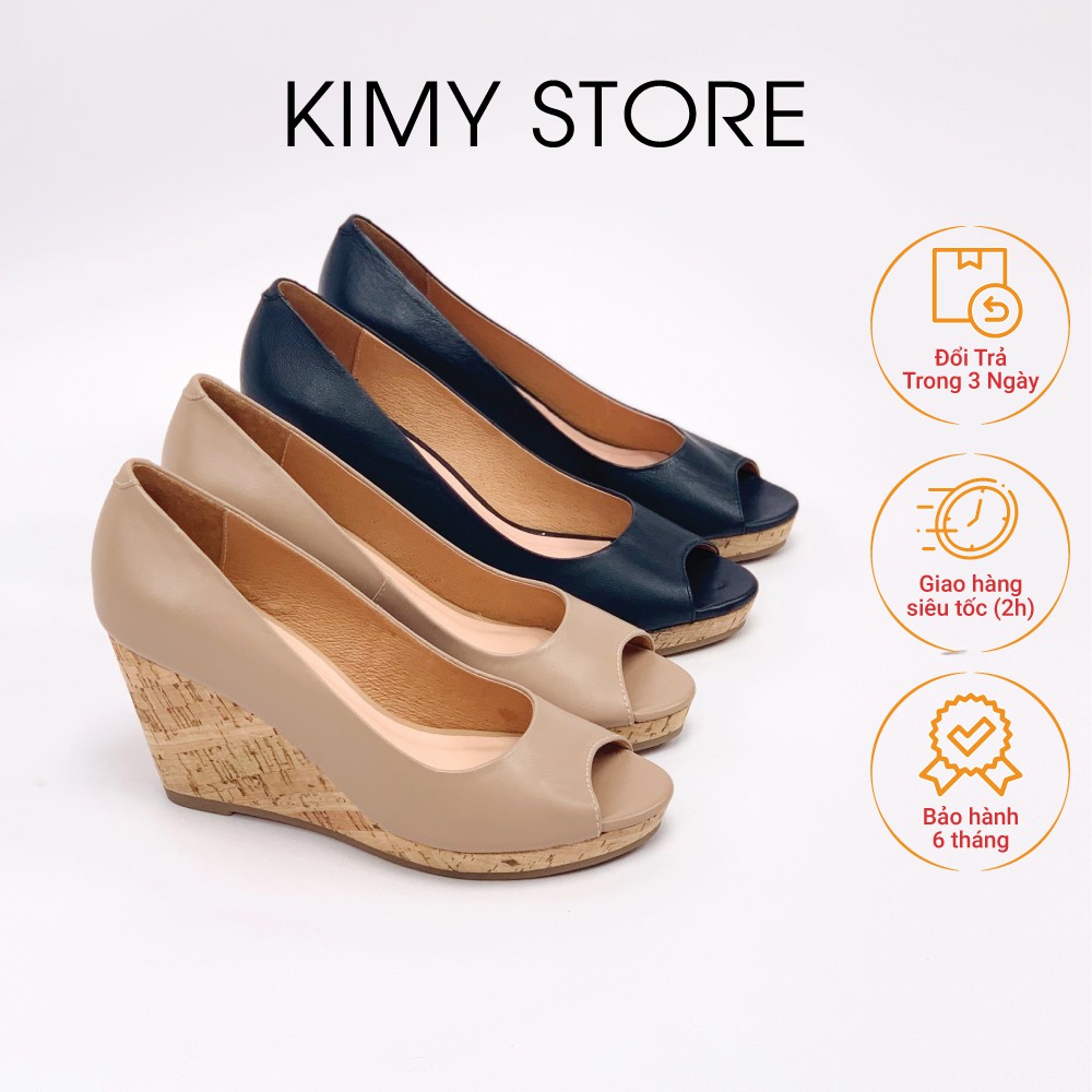 Giày cao gót 7p VNXK da bò, giày đế xuồng nữ da bò Ý gót cao 7cm - Kimy Store