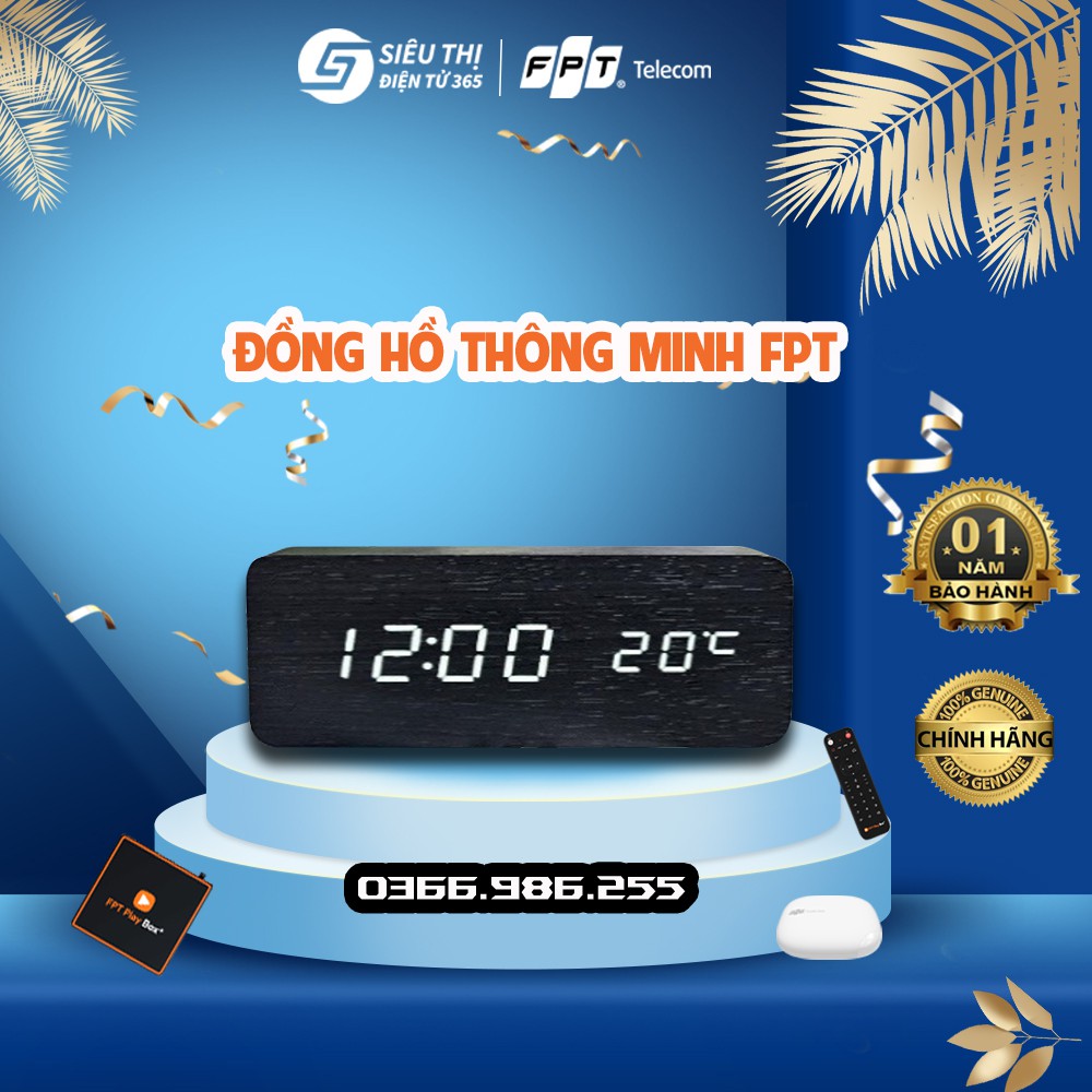 Đồng Hồ Báo Thức Điện Tử Để Bàn Màn Hình LCD Đa Chức Năng: Thời Gian, Lịch, Báo Thức, Nhiệt Độ ( Mẫu FPT TELECOM)