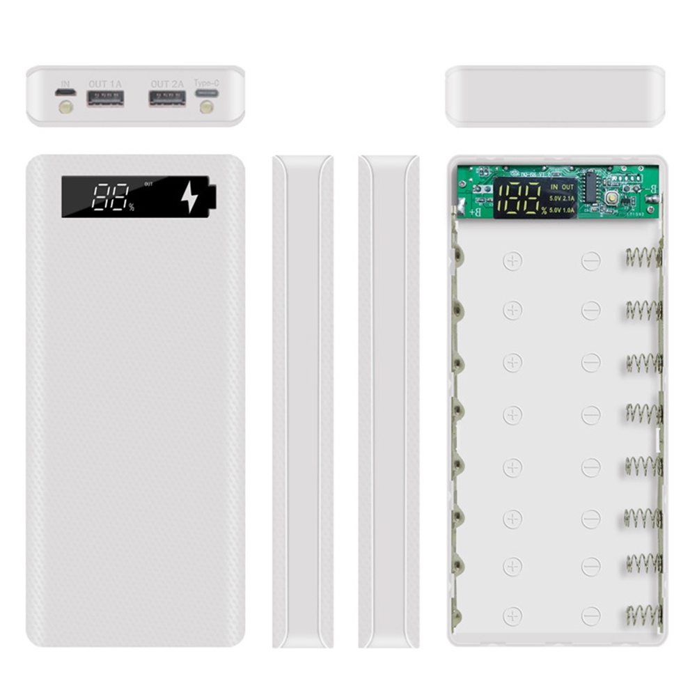Vỏ Pin Sạc Dự Phòng Micro USB Type-C 18650 Màn Hình LCD DIY Ốp