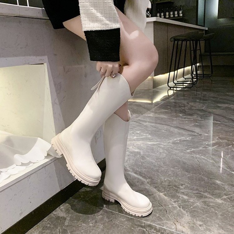 IELGY Giày Bốt Hiệp Sĩ Đế Dày Có Khóa Kéo Sau Lưng Cho Nữ