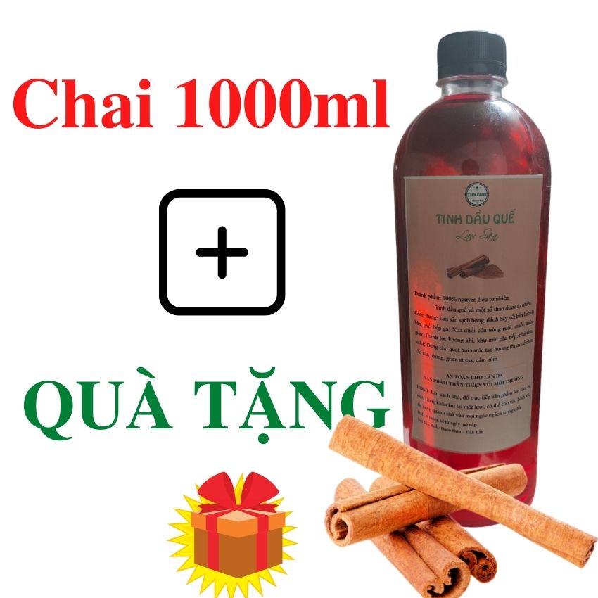 Tinh Dầu Quế Bồ Hòn 1000ml - Xua Đuổi 100% Côn Trùng - An Toàn Cho Da -Nhà Luôn Thơm Ngát Tặng Kèm Quà
