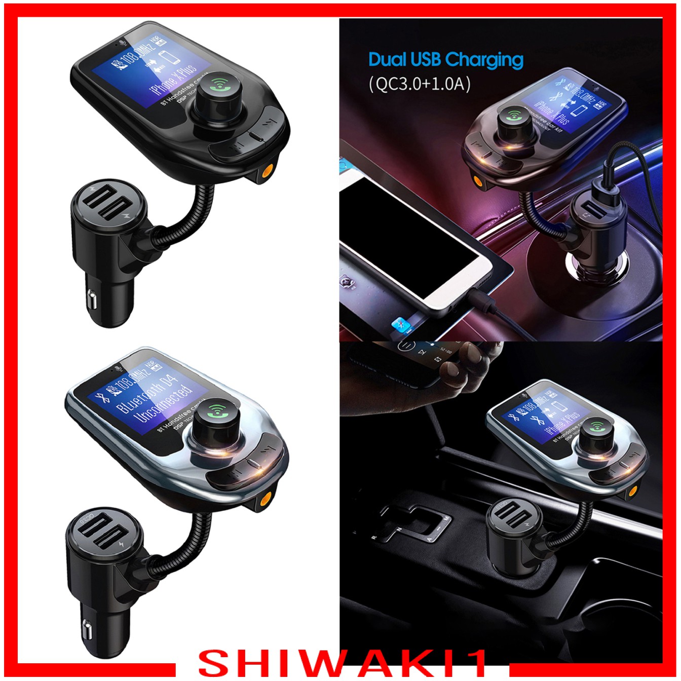 Bộ Thu Phát Bluetooth Fm Màn Hình 3.0 Inch Shiwaki1 Chuyên Dụng Cho Xe Hơi