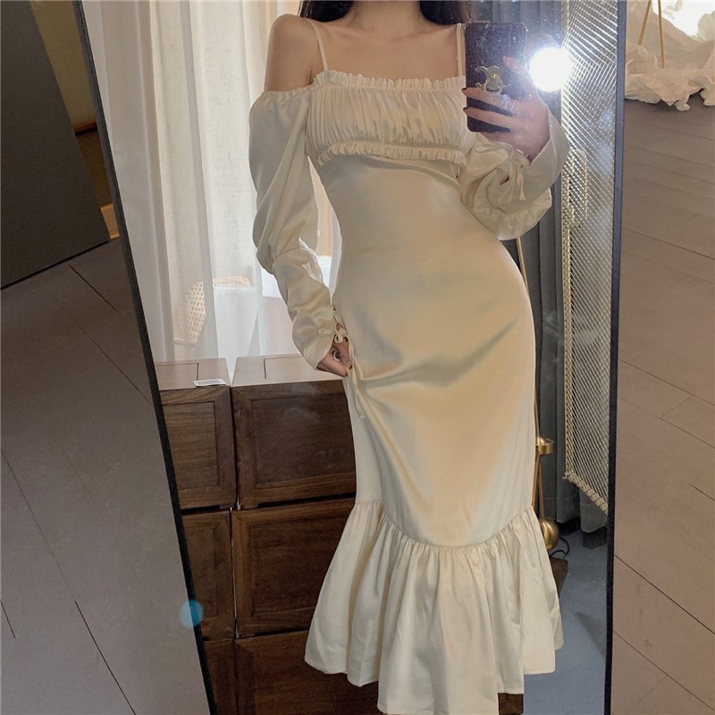 Đầm nữ trễ vai retro sang trọng