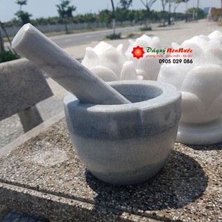 Cối đá màu đen vân trắng 16cm