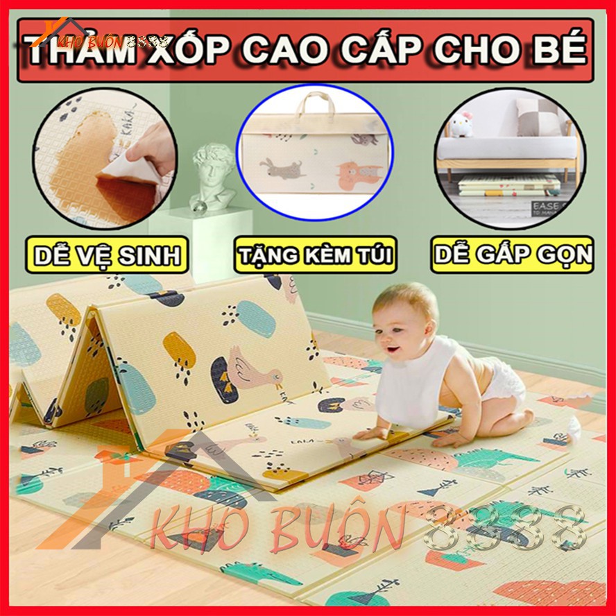 Thảm xốp cho bé XPE gấp gọn tấm lót trải sàn 2 mặt chống thấm chống trơn cho bé tập bò chống ngã