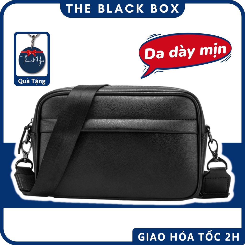 Túi Đeo Chéo Nam Chất Liệu Da PU Xịn Dạng Hộp Màu Đen Trơn Phong Cách Hàn Quốc Cao Cấp Mã DT01 - The Black Box
