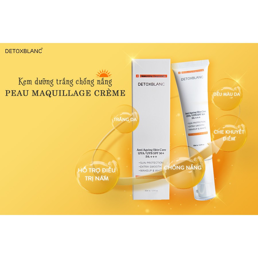 Kem Dưỡng Trắng Da Detox Blanc Chống Nắng Ban Ngày Peau Maquillage Crème